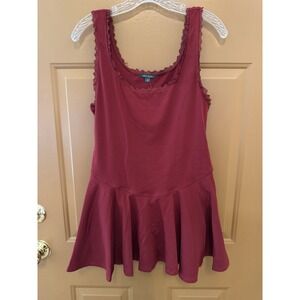 Women's Wild Fable Maroon Game Day Lace Drop Waist Mini Skater Dress Medium NWT